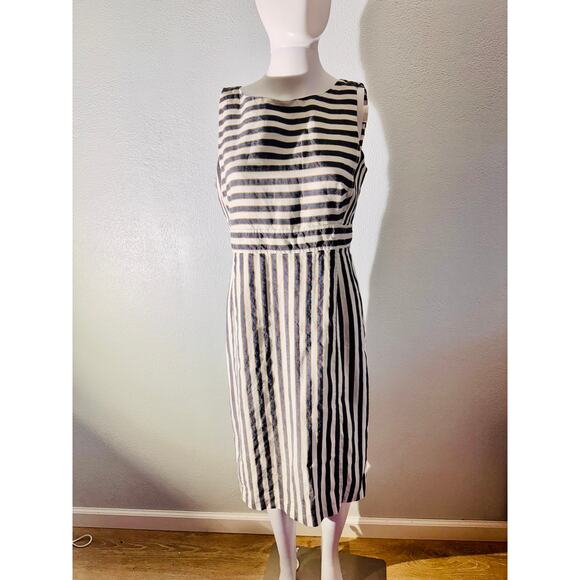 Ann Taylor Linen Blend Striped Sheath Dress Size 6 – Sleeveless Midi - Picture 1 of 6